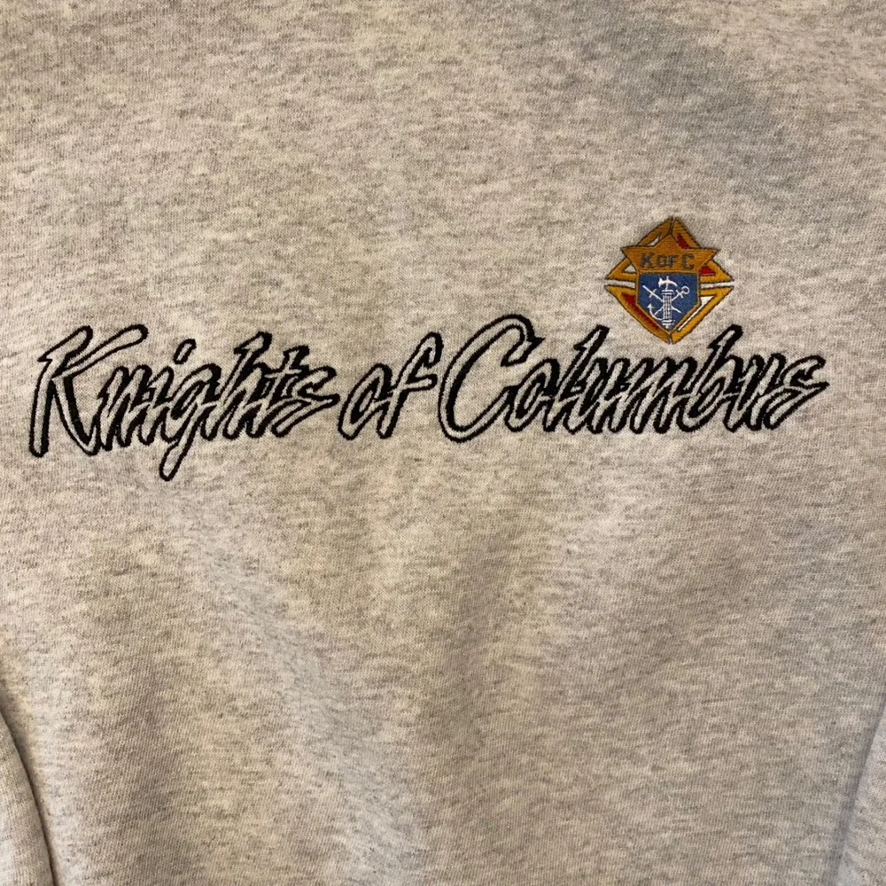 Hanes Knights of Columbus Sweatshirt Mens Large Gray Vintage Heavy Crewneck
